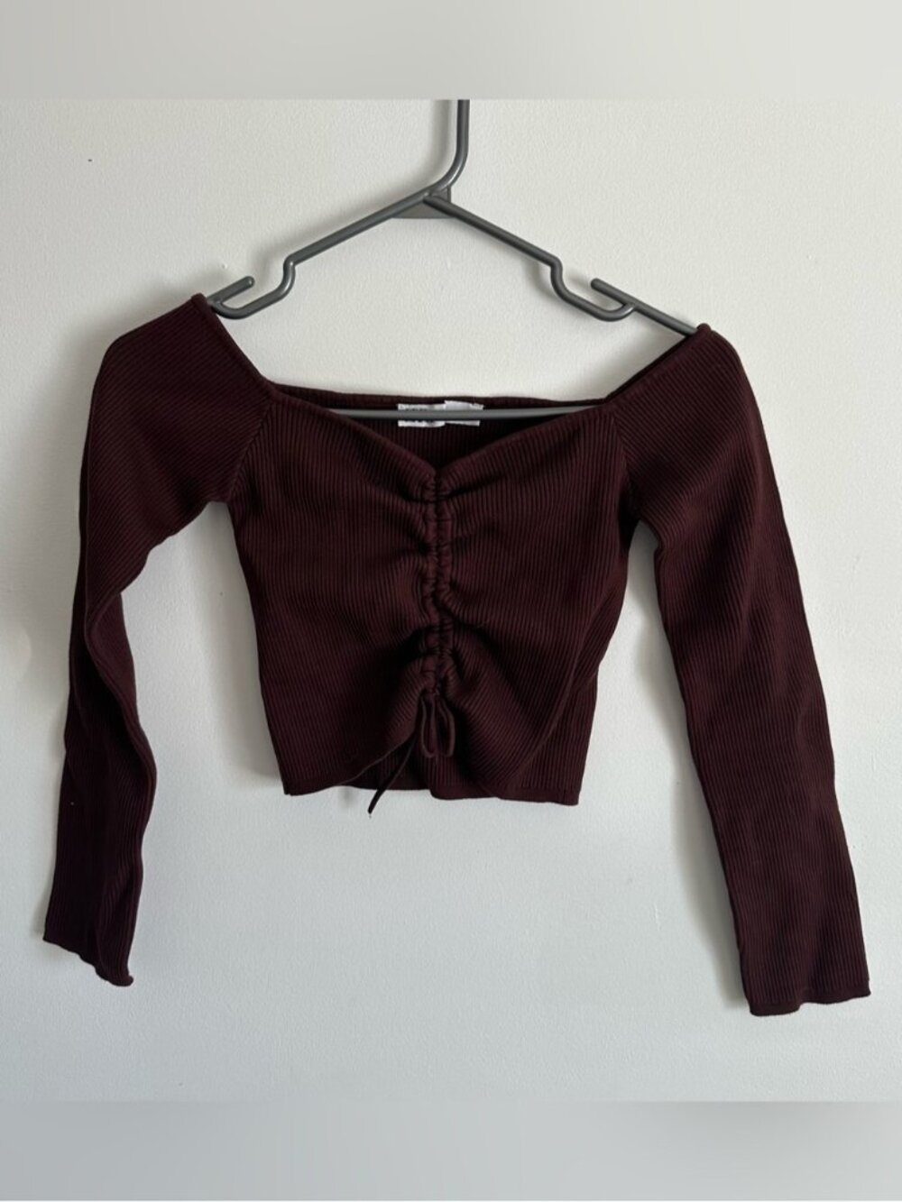 Zara Ruched Off the Shoulder Long Sleeve